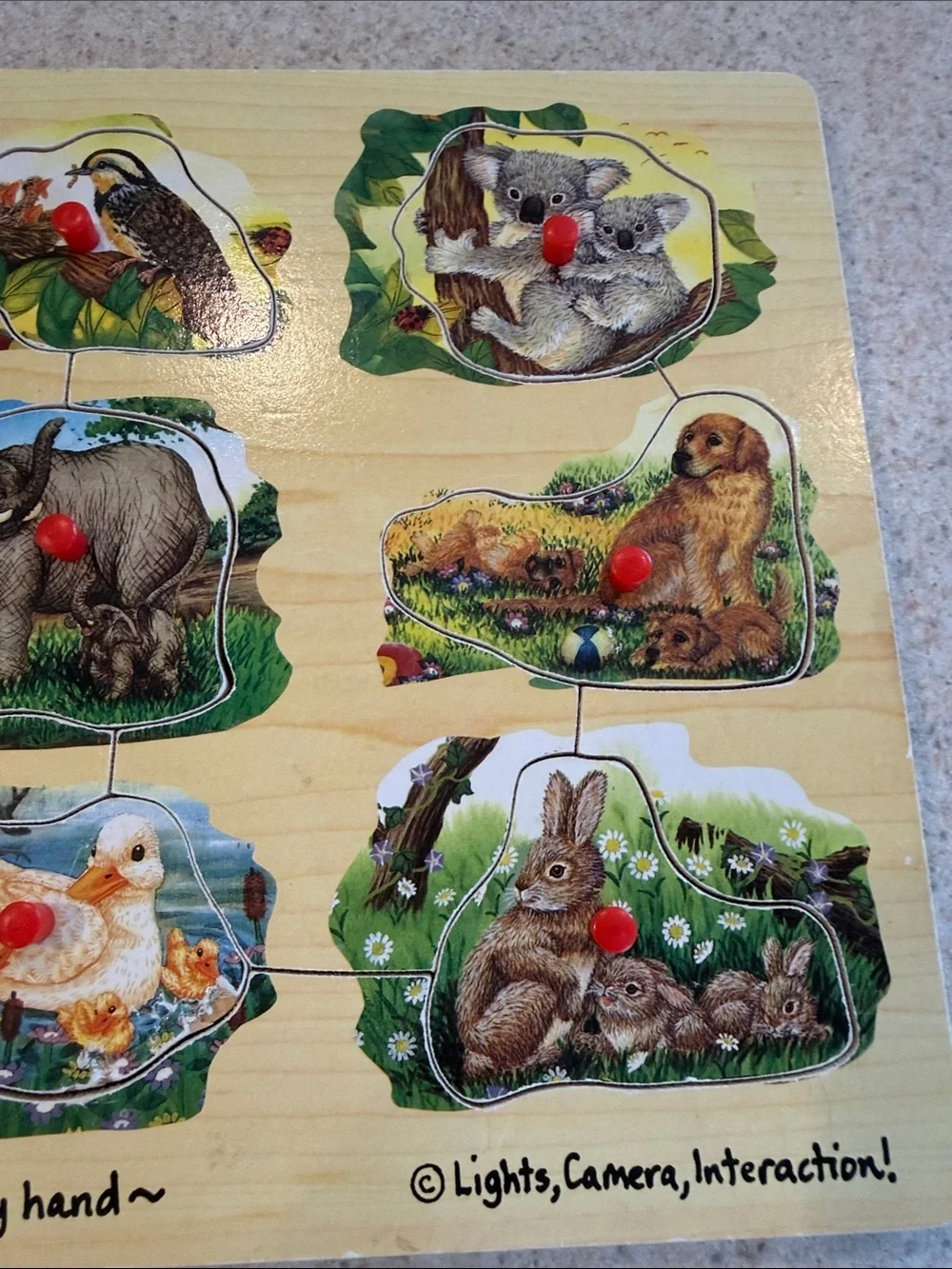 Wooden Melissa and Doug Farm Animal Peg Puzzle - Natural Finish